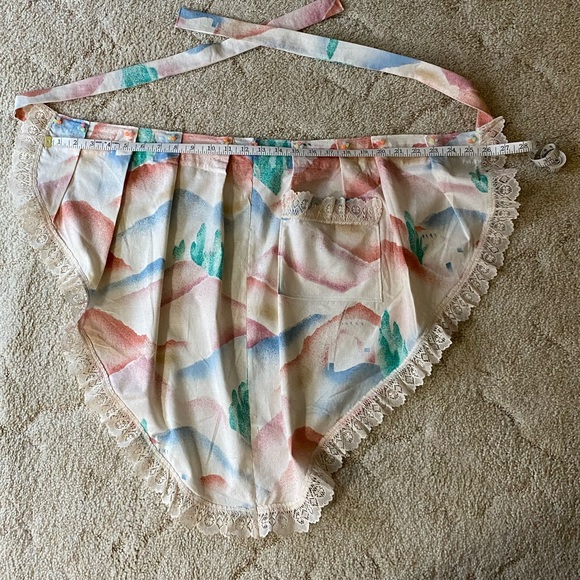 Apron: Large hand crafted southwest waist apron with 1 pocket, lace, beads - Picture 2 of 5